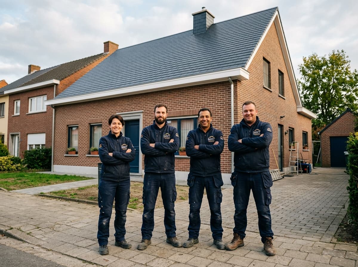 Het team van MMT Projects voor een afgewerkte dakrenovatie